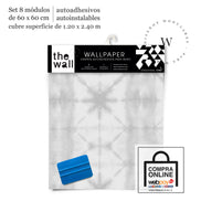 Papel Mural, Papel Pintado, Wallpaper, Mural, Empavonados, Vinilico Autoadhesivo para muros de la marca The Wall, diseño de tendencia Shibori Grey