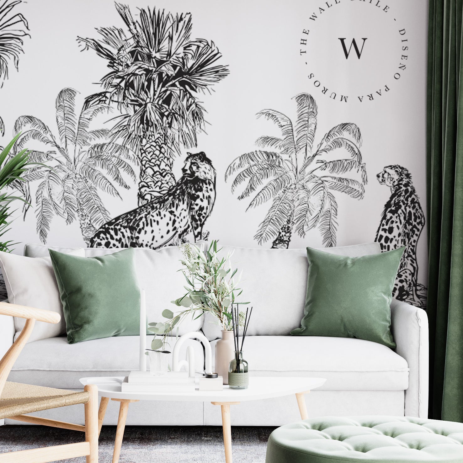 Papel Mural, Papel Pintado, Wallpaper, Mural, Empavonados, Vinilico Autoadhesivo para muros de la marca The Wall, diseño de tendencia Sketch Chita