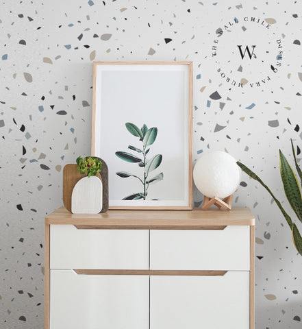 Papel Mural, Papel Pintado, Wallpaper, Mural, Empavonados, Vinilico Autoadhesivo para muros de la marca The Wall, diseño de tendencia Soft Terrazzo Beige