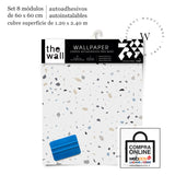 Papel Mural, Papel Pintado, Wallpaper, Mural, Empavonados, Vinilico Autoadhesivo para muros de la marca The Wall, diseño de tendencia Soft Terrazzo Beige