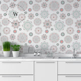 Papel Mural y Vinilico Autoadhesivo para muros de la marca The Wall, diseño de tendencia Soft Mandala