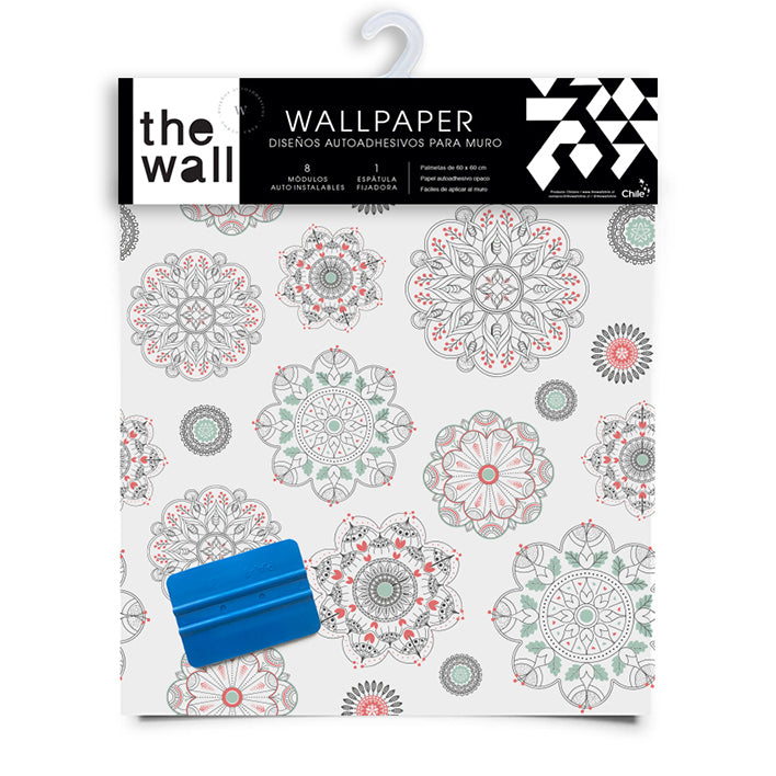 Papel Mural y Vinilico Autoadhesivo para muros de la marca The Wall, diseño de tendencia Soft Mandala