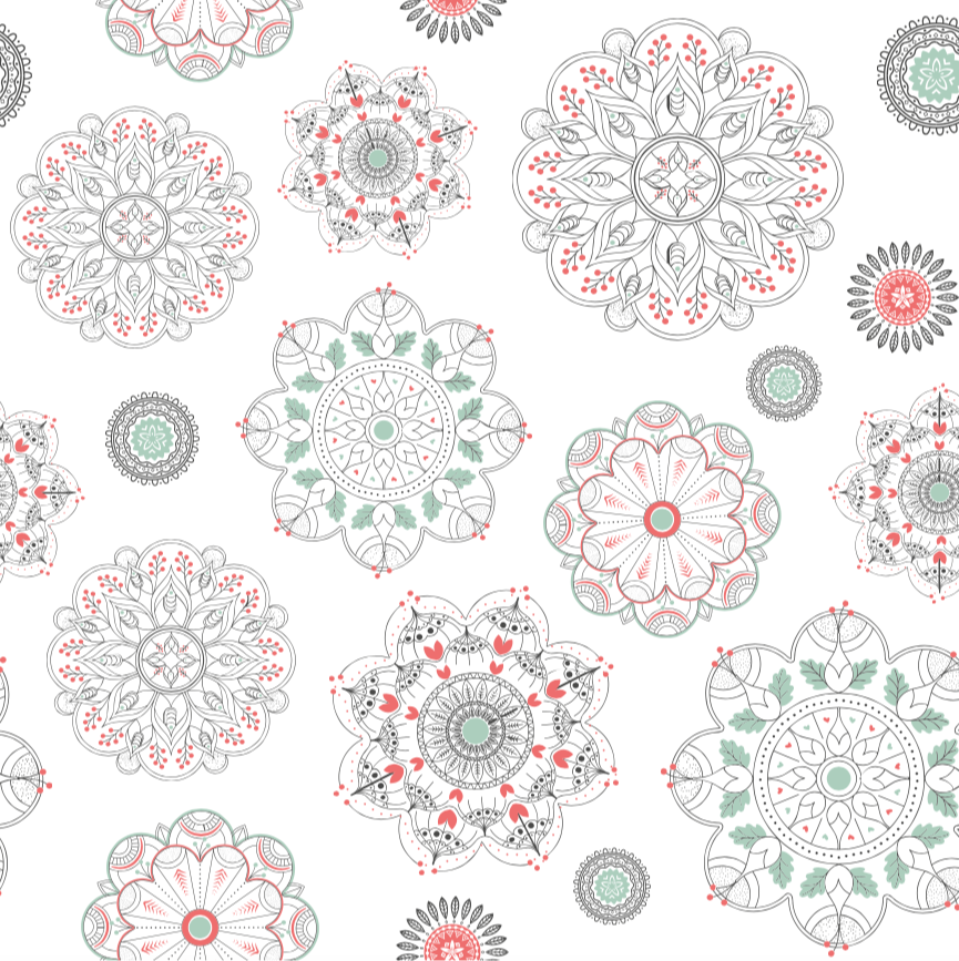 Papel Mural y Vinilico Autoadhesivo para muros de la marca The Wall, diseño de tendencia Soft Mandala