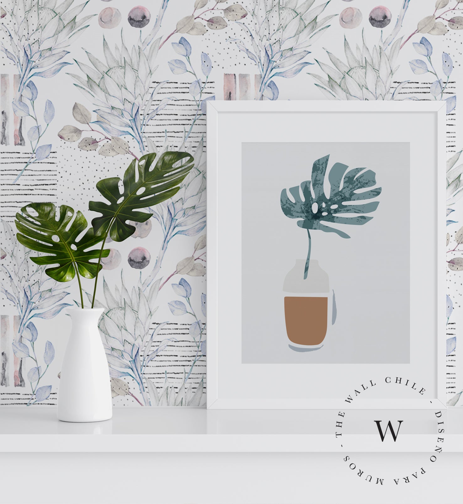 Papel Mural, Papel Pintado, Wallpaper, Mural, Empavonados, Vinilico Autoadhesivo para muros de la marca The Wall, diseño de tendencia Soft Protea