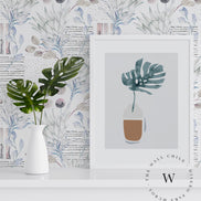 Papel Mural, Papel Pintado, Wallpaper, Mural, Empavonados, Vinilico Autoadhesivo para muros de la marca The Wall, diseño de tendencia Soft Protea