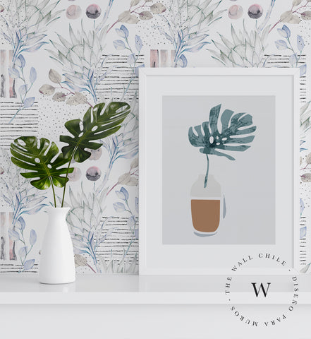Papel Mural, Papel Pintado, Wallpaper, Mural, Empavonados, Vinilico Autoadhesivo para muros de la marca The Wall, diseño de tendencia Soft Protea
