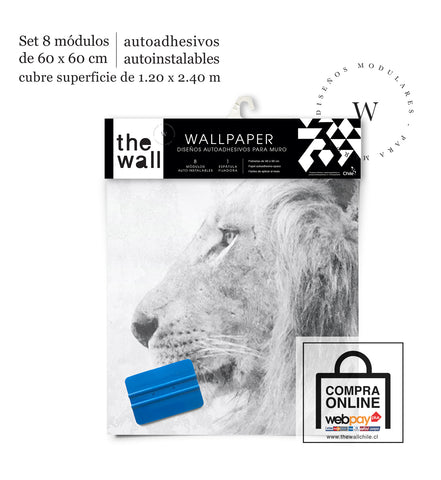Papel Mural, Papel Pintado, Wallpaper, Mural, Empavonados, Vinilico Autoadhesivo para muros de la marca The Wall, diseño de tendencia Strong Lion
