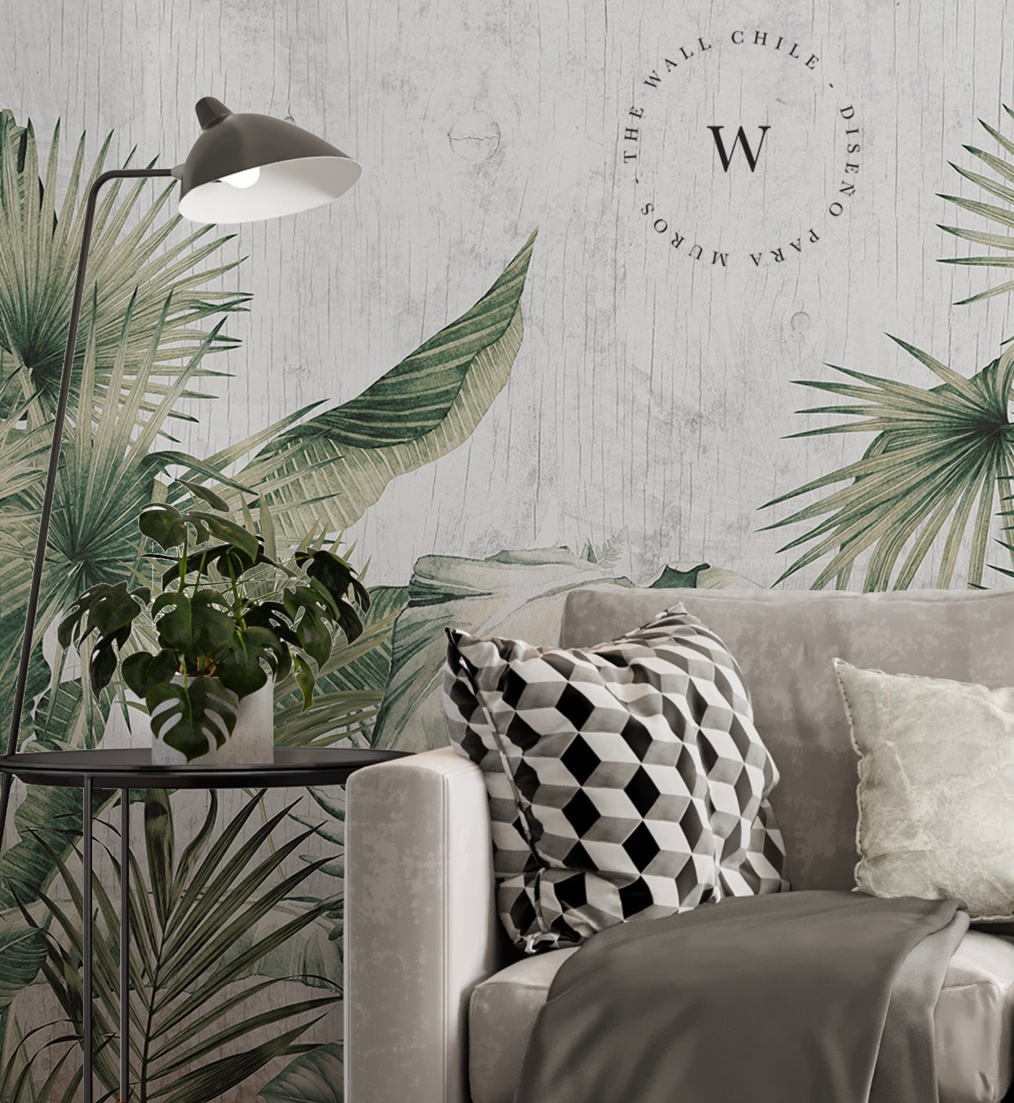 Papel Mural y Vinilico Autoadhesivo para muros de la marca The Wall, diseño de tendencia Tropic Papiro