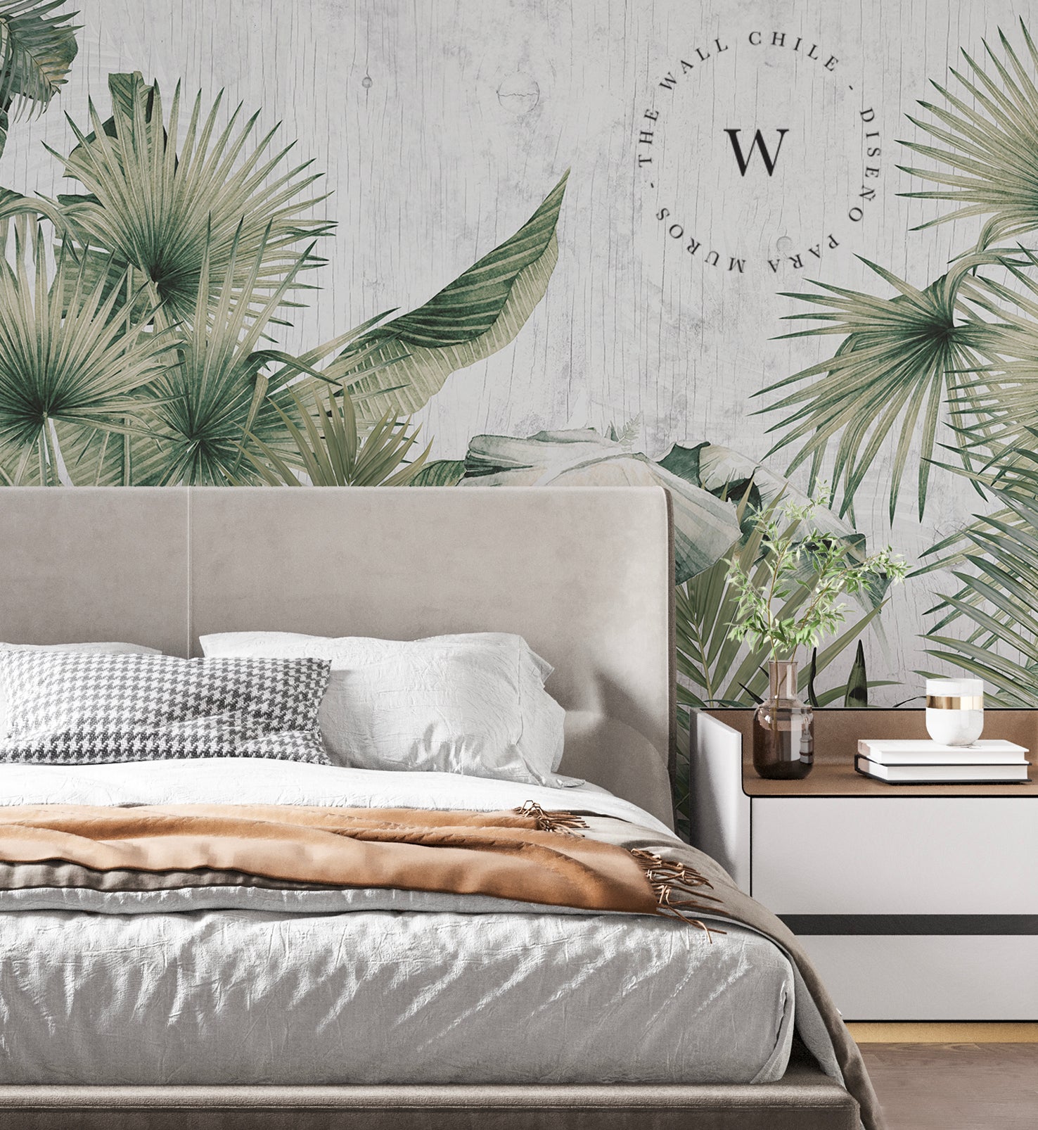 Papel Mural y Vinilico Autoadhesivo para muros de la marca The Wall, diseño de tendencia Tropic Papiro