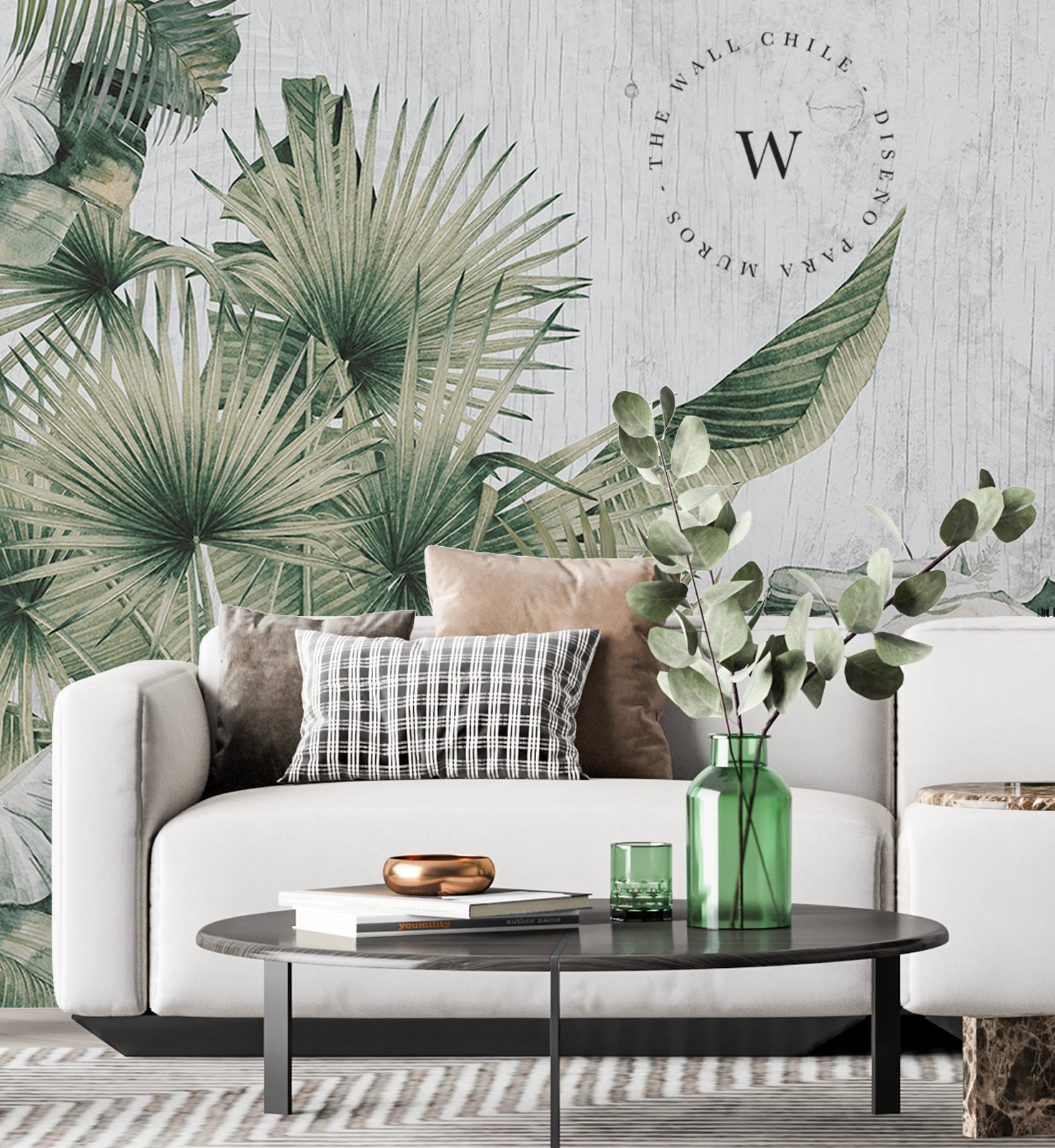 Papel Mural y Vinilico Autoadhesivo para muros de la marca The Wall, diseño de tendencia Tropic Papiro