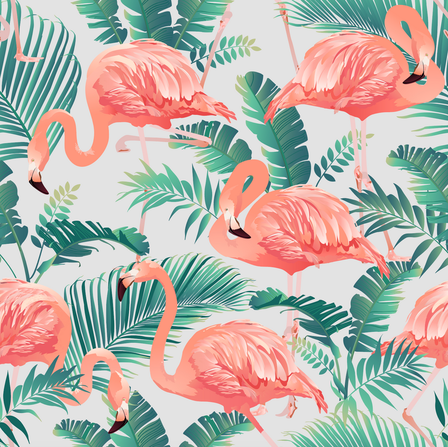 Papel Mural, Papel Pintado, Empavonados, Vinilico Autoadhesivo para muros de la marca The Wall, diseño de tendencia Tropical Flamingo