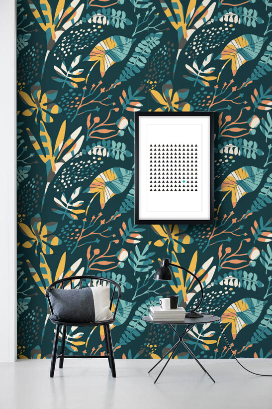 Papel Mural The Wall Tropical Leaves The Wall ofrece decoración para muros con los siguientes productos: papeles murales y papeles vinílicos autoadhesivos frases plateadas, sticker de muros con diseños de tendencia disponibles en dos sustratos y en dos formatos.