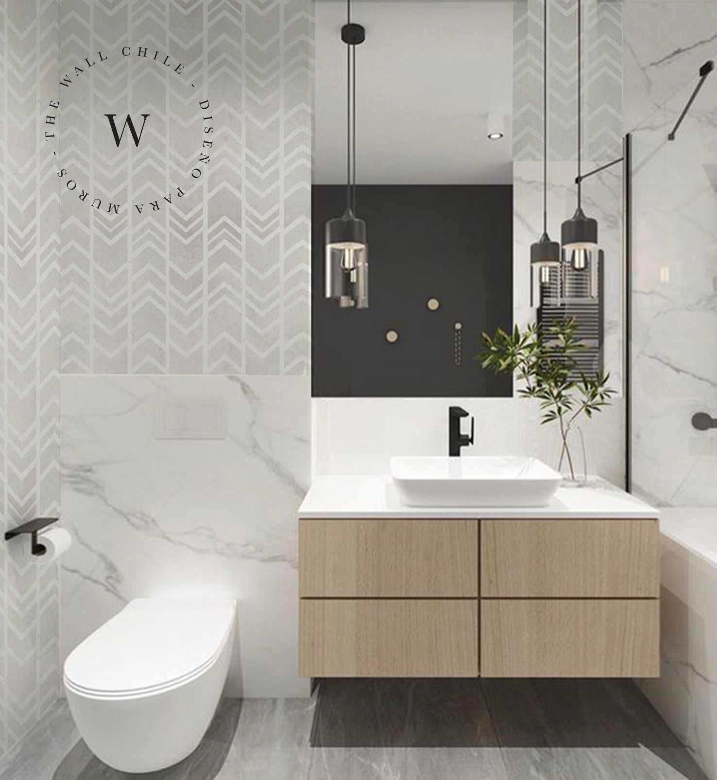 Papel Mural y Vinilico Autoadhesivo para muros de la marca The Wall, diseño de tendencia Waves