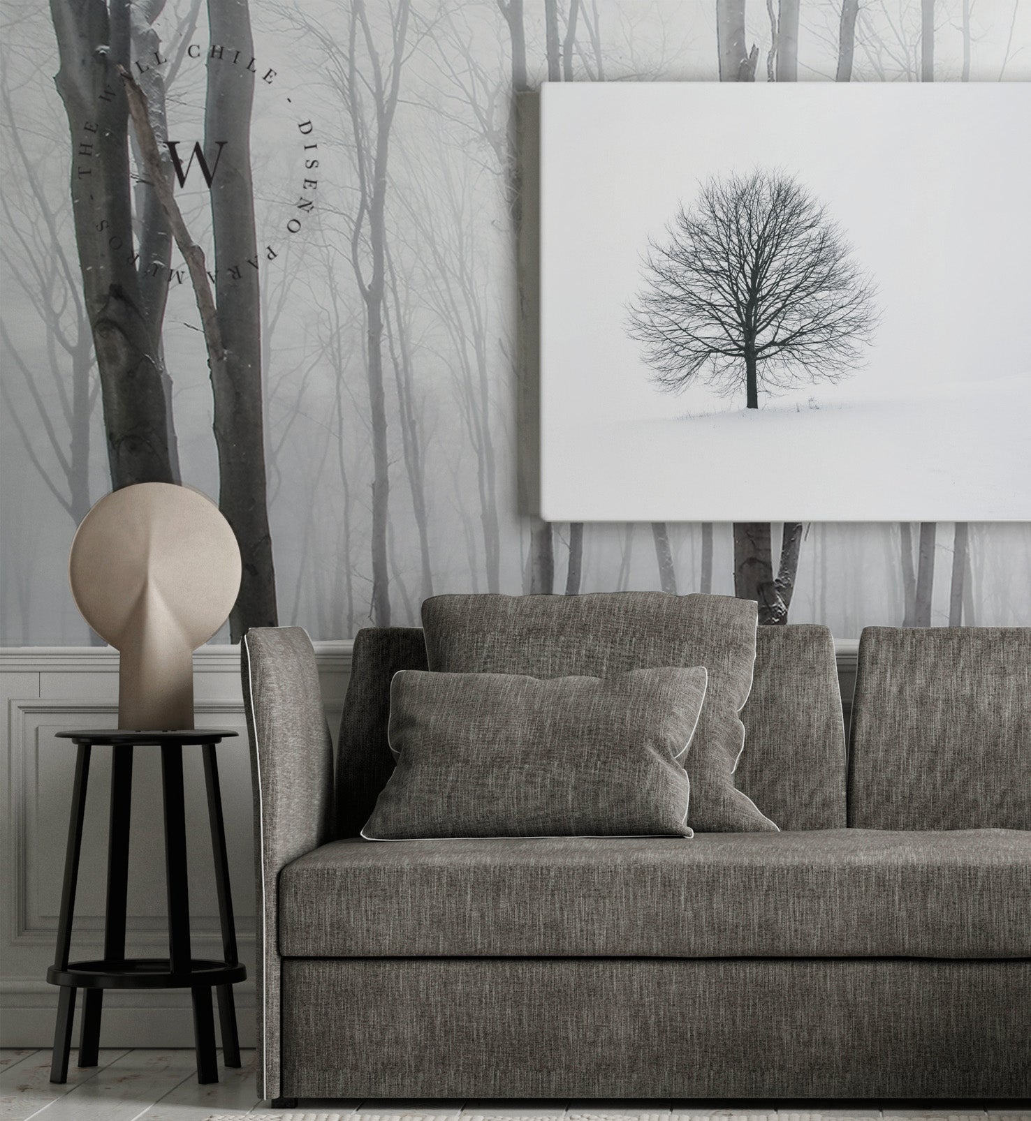 Papel Mural, Papel Pintado, Wallpaper, Mural, Empavonados, Vinilico Autoadhesivo para muros de la marca The Wall, diseño de tendencia White Forest