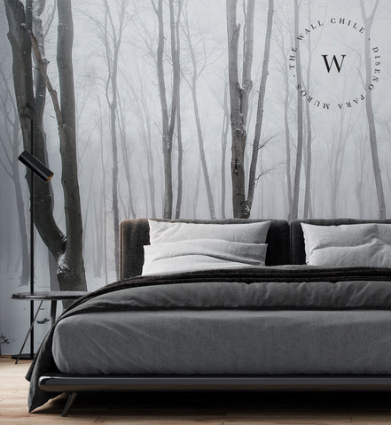 Papel Mural, Papel Pintado, Wallpaper, Mural, Empavonados, Vinilico Autoadhesivo para muros de la marca The Wall, diseño de tendencia White Forest