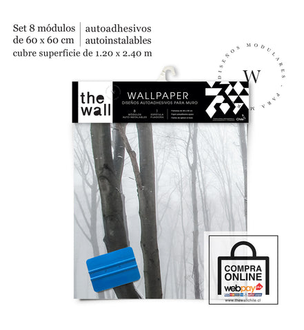 Papel Mural, Papel Pintado, Wallpaper, Mural, Empavonados, Vinilico Autoadhesivo para muros de la marca The Wall, diseño de tendencia White Forest