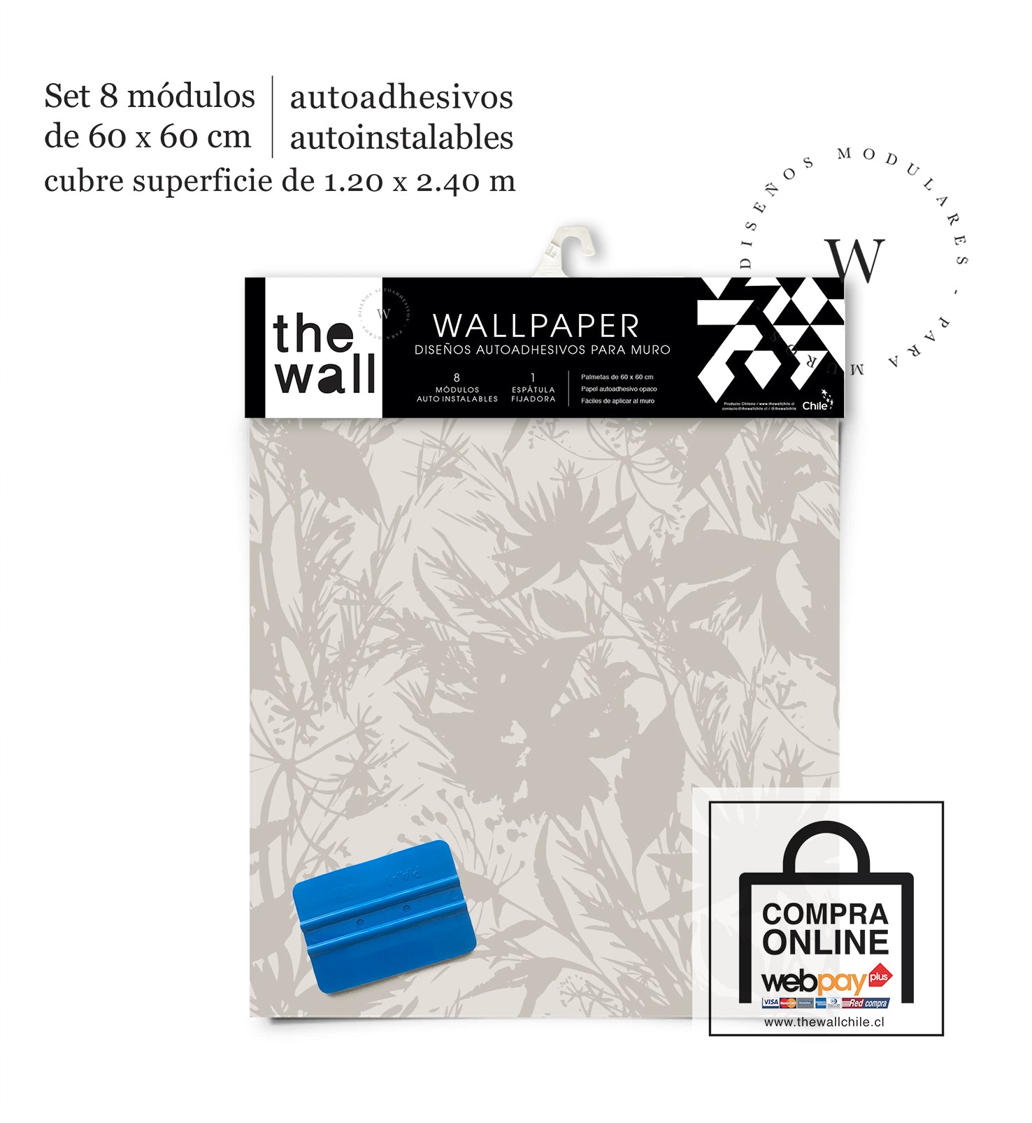Papel Mural, Papel Pintado, Wallpaper, Mural, Empavonados, Vinilico Autoadhesivo para muros de la marca The Wall, diseño de tendencia Wild Flowers.  
