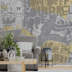 Papel Mural, Papel Pintado, Wallpaper, Mural, Empavonados, Vinilico Autoadhesivo para muros de la marca The Wall, diseño de tendencia Yellow Graffity