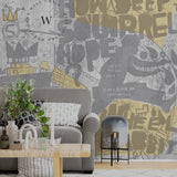 Papel Mural, Papel Pintado, Wallpaper, Mural, Empavonados, Vinilico Autoadhesivo para muros de la marca The Wall, diseño de tendencia Yellow Graffity