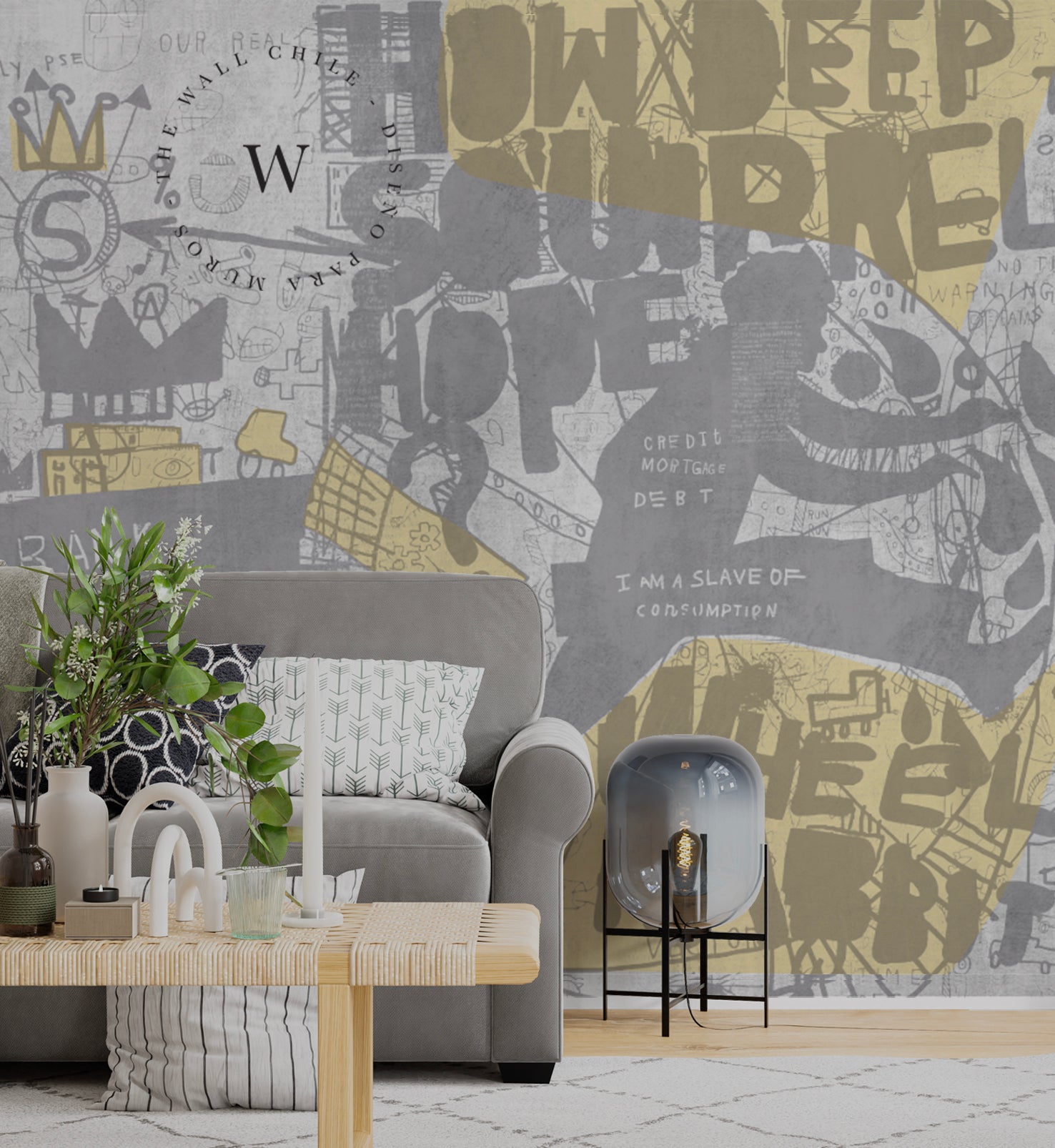 Papel Mural, Papel Pintado, Wallpaper, Mural, Empavonados, Vinilico Autoadhesivo para muros de la marca The Wall, diseño de tendencia Yellow Graffity