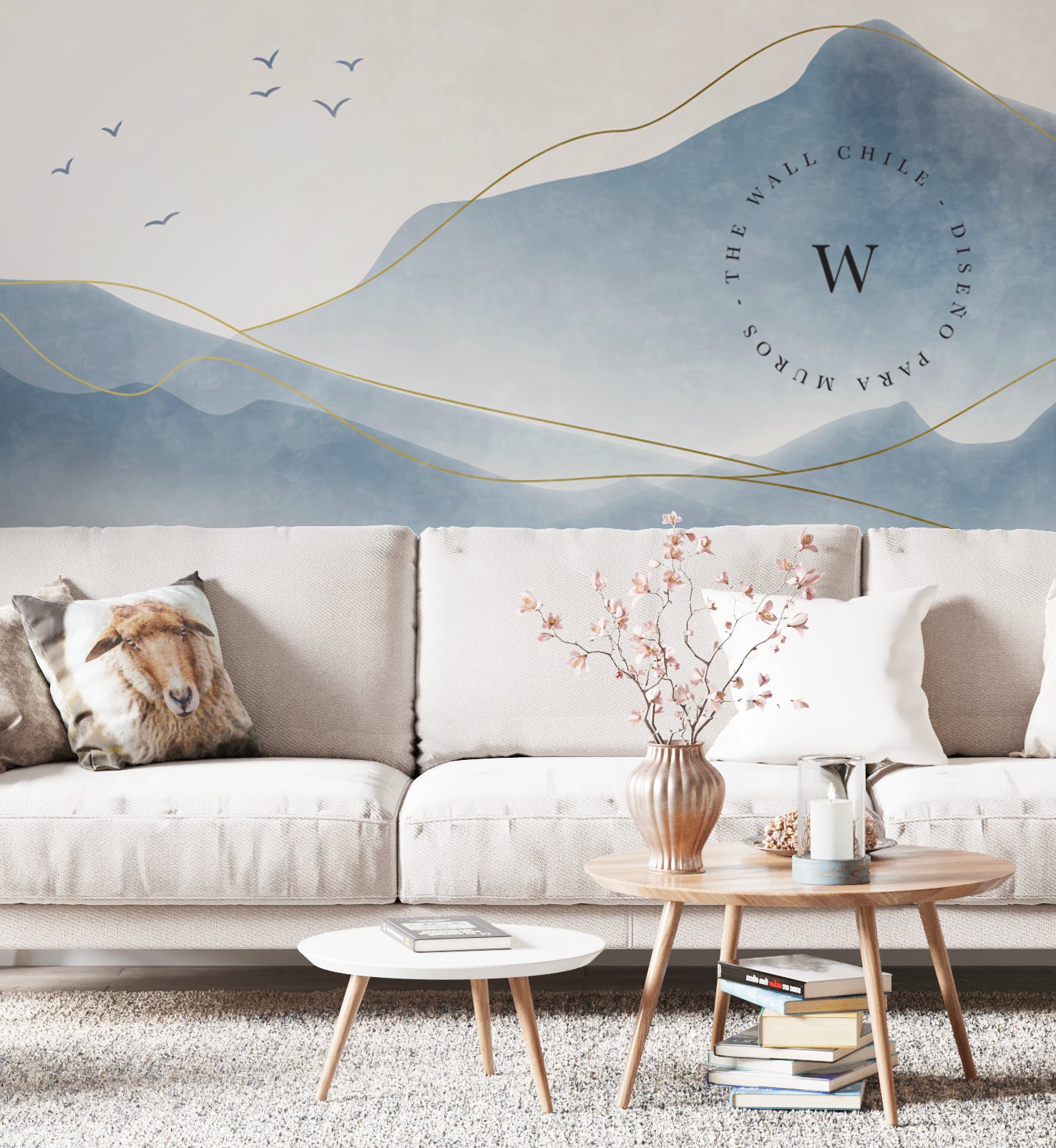 Papel Mural, Papel Pintado, Wallpaper, Mural, Empavonados, Vinilico Autoadhesivo para muros de la marca The Wall, diseño de tendencia Zen Mountain