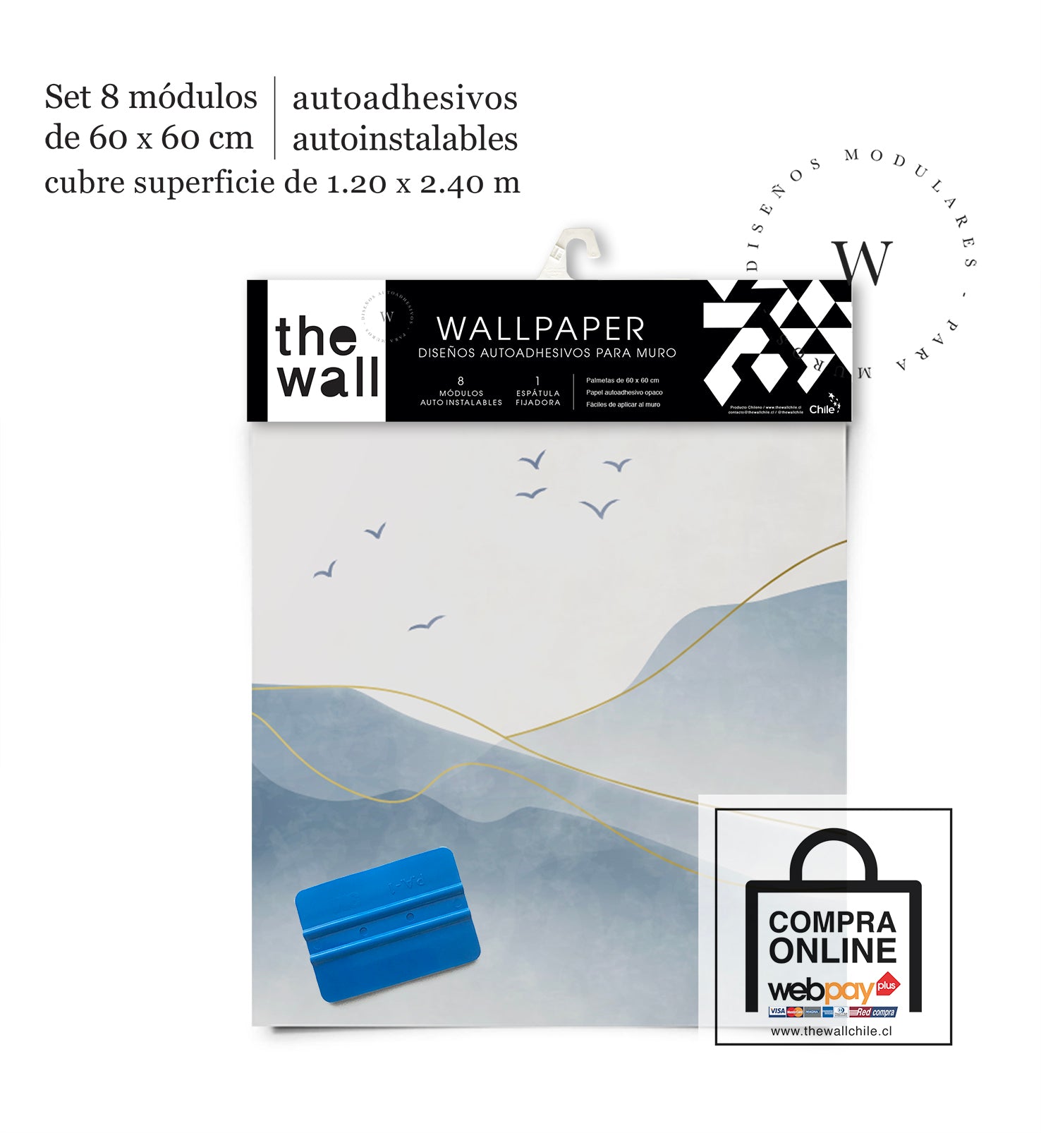 Papel Mural, Papel Pintado, Wallpaper, Mural, Empavonados, Vinilico Autoadhesivo para muros de la marca The Wall, diseño de tendencia Zen Mountain